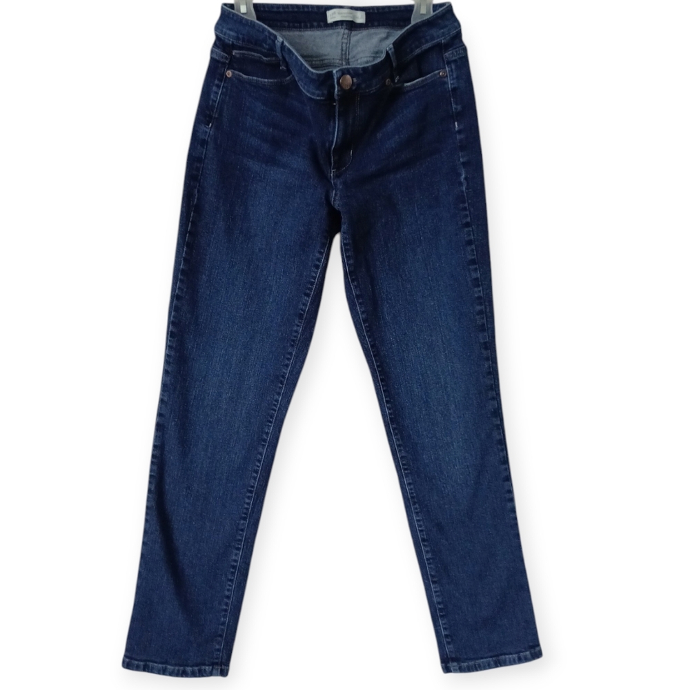 J.JILL WOMEN'S SLIM BOYFRIEND  JEANS DARK WASH BLUE DENIM STRAIGHT LEG. SIZE 8